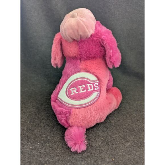 MLB Cincinnati Reds Embroidered 8" Pink Plush Puppy Dog Stuffed Toy - Picture 3 of 9